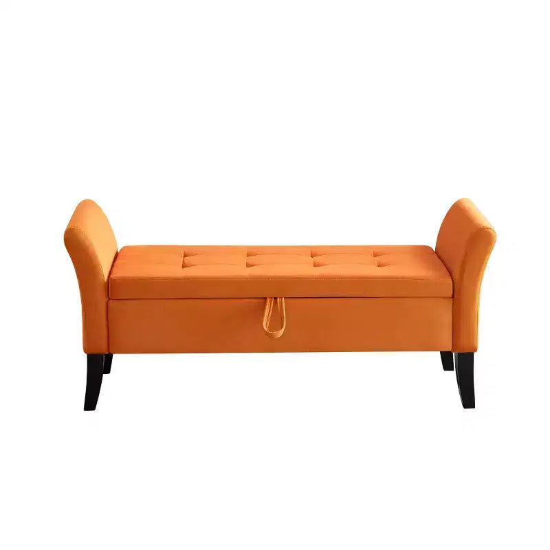 51.5'' Storage Upholstered Footstool Luxury Shoe Bench Entryway Bench End of Bed Bench with Button-Tufted & Safety Hinge for Bedroom