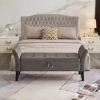 51.5'' Storage Upholstered Footstool Luxury Shoe Bench Entryway Bench End of Bed Bench with Button-Tufted & Safety Hinge for Bedroom