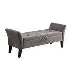 51.5'' Storage Upholstered Footstool Luxury Shoe Bench Entryway Bench End of Bed Bench with Button-Tufted & Safety Hinge for Bedroom