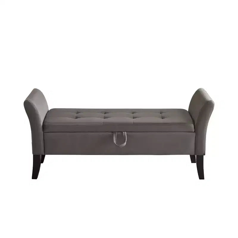 51.5'' Storage Upholstered Footstool Luxury Shoe Bench Entryway Bench End of Bed Bench with Button-Tufted & Safety Hinge for Bedroom