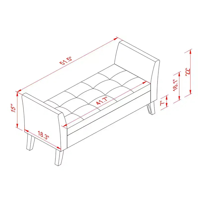 51.5'' Storage Upholstered Footstool Luxury Shoe Bench Entryway Bench End of Bed Bench with Button-Tufted & Safety Hinge for Bedroom