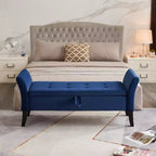 51.5'' Storage Upholstered Footstool Luxury Shoe Bench Entryway Bench End of Bed Bench with Button-Tufted & Safety Hinge for Bedroom