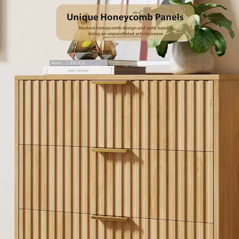 5-Drawer Tall Dresser, 48 Modern Fluted Wood Chest with Deep Drawers and Wide Top, Vertical Storage Organizer for Bedroom, Living Room