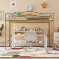 Acekool Twin Loft Bed Frame with Removable Ladder and Full Guardrail, Gold Metal High Loft Bed for Teens Adults, Space Saving, No Box Spring Needed