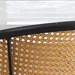 Bekrvio Swivel Rattan Bar Stools,Mid-Century Modern Upholstered Kitchen Island Bar Chairs with Thick Cushion, Metal Frame & Footrest