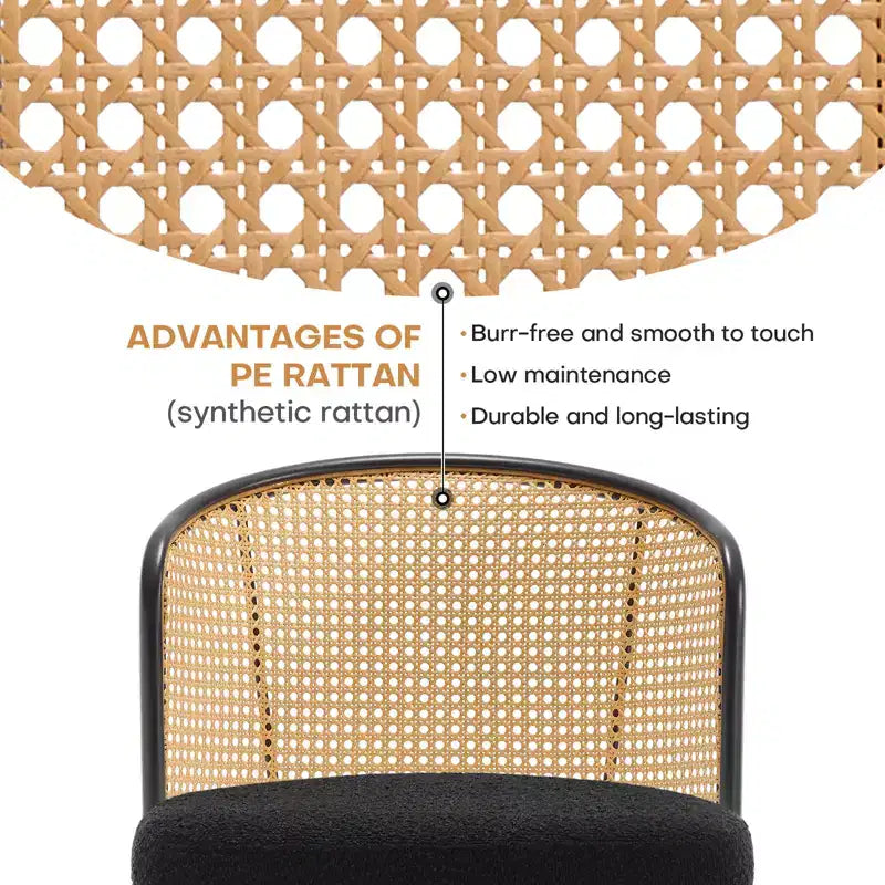 Bekrvio Swivel Rattan Bar Stools,Mid-Century Modern Upholstered Kitchen Island Bar Chairs with Thick Cushion, Metal Frame & Footrest