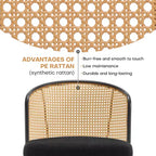 Bekrvio Swivel Rattan Bar Stools,Mid-Century Modern Upholstered Kitchen Island Bar Chairs with Thick Cushion, Metal Frame & Footrest