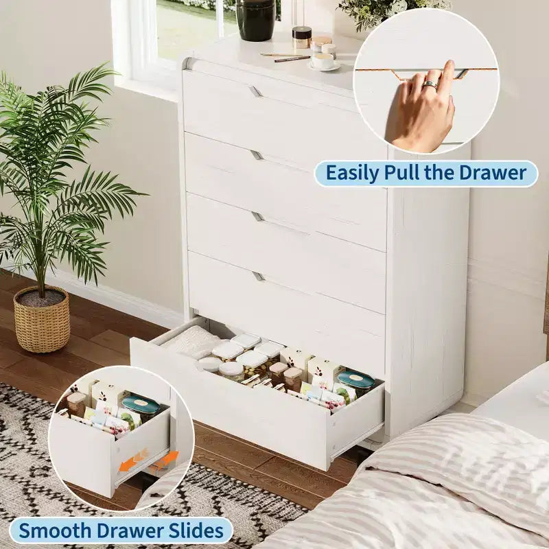 5 Drawers Dresser, 48 High Modern Chest of Drawers, Wood Storage Dresser, for Living Room, Hallway