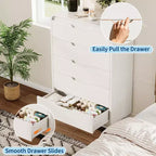 5 Drawers Dresser, 48 High Modern Chest of Drawers, Wood Storage Dresser, for Living Room, Hallway