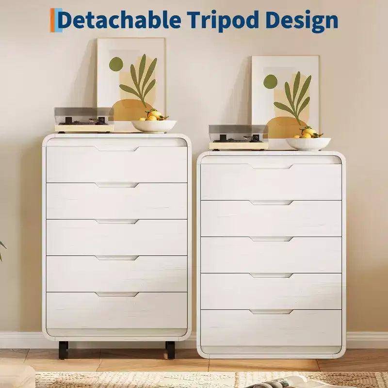 5 Drawers Dresser, 48 High Modern Chest of Drawers, Wood Storage Dresser, for Living Room, Hallway