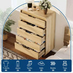 5 Drawers Dresser, 48 High Modern Chest of Drawers, Wood Storage Dresser, for Living Room, Hallway