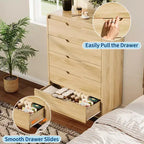5 Drawers Dresser, 48 High Modern Chest of Drawers, Wood Storage Dresser, for Living Room, Hallway