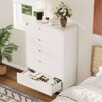 5 Drawers Dresser, 48 High Modern Chest of Drawers, Wood Storage Dresser, for Living Room, Hallway