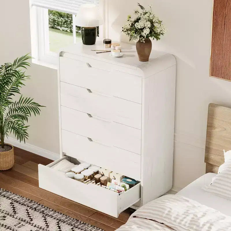 5 Drawers Dresser, 48 High Modern Chest of Drawers, Wood Storage Dresser, for Living Room, Hallway