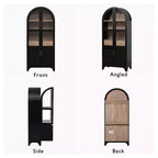 Zeus & Ruta 71 Arched Kitchen Pantry Cabinet with Glass Door, Adjustable Shelves, Hidden Drawer & Door Racks