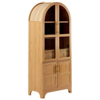 Zeus & Ruta 71 Arched Kitchen Pantry Cabinet with Glass Door, Adjustable Shelves, Hidden Drawer & Door Racks