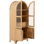 Zeus & Ruta 71 Arched Kitchen Pantry Cabinet with Glass Door, Adjustable Shelves, Hidden Drawer & Door Racks