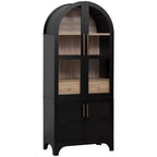 Zeus & Ruta 71 Arched Kitchen Pantry Cabinet with Glass Door, Adjustable Shelves, Hidden Drawer & Door Racks