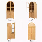 Zeus & Ruta 71 Arched Kitchen Pantry Cabinet with Glass Door, Adjustable Shelves, Hidden Drawer & Door Racks