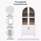 Zeus & Ruta 71 Arched Kitchen Pantry Cabinet with Glass Door, Adjustable Shelves, Hidden Drawer & Door Racks