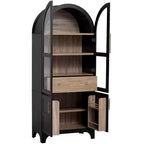 Zeus & Ruta 71 Arched Kitchen Pantry Cabinet with Glass Door, Adjustable Shelves, Hidden Drawer & Door Racks