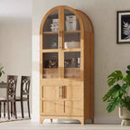 Zeus & Ruta 71 Arched Kitchen Pantry Cabinet with Glass Door, Adjustable Shelves, Hidden Drawer & Door Racks
