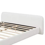 White Boucle Upholstered Bed Frame with Soft Curved Profile, Durable Wood Support and Easy Assembly for Cozy Modern Bedrooms, King