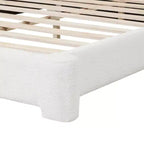 White Boucle Upholstered Bed Frame with Soft Curved Profile, Durable Wood Support and Easy Assembly for Cozy Modern Bedrooms, King