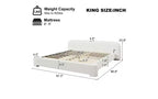 White Boucle Upholstered Bed Frame with Soft Curved Profile, Durable Wood Support and Easy Assembly for Cozy Modern Bedrooms, King