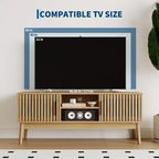 Modern Boho TV Stand for 50 Inch TV, Fluted Door Entertainment Center, Living Room Media Console Table with Open Shelves Cabinet