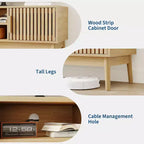 Modern Boho TV Stand for 50 Inch TV, Fluted Door Entertainment Center, Living Room Media Console Table with Open Shelves Cabinet