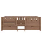 Bellemave Platform Bed with Built-in Bookshelves and Storage Drawers,Solid Wood Platform Bed Frame with Staircase and Rails for Kids