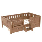 Bellemave Platform Bed with Built-in Bookshelves and Storage Drawers,Solid Wood Platform Bed Frame with Staircase and Rails for Kids