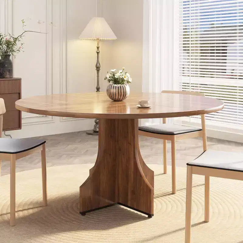Modern Dining Table for 4-6, 47-Inch Round Table for Kitchen & Dining Room, Built-in Storage Shelf, Adjustable Feet, Easy to Assemble & Clean