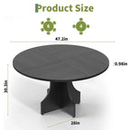Modern Dining Table for 4-6, 47-Inch Round Table for Kitchen & Dining Room, Built-in Storage Shelf, Adjustable Feet, Easy to Assemble & Clean
