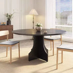 Modern Dining Table for 4-6, 47-Inch Round Table for Kitchen & Dining Room, Built-in Storage Shelf, Adjustable Feet, Easy to Assemble & Clean