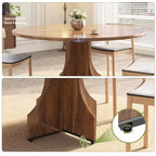 Modern Dining Table for 4-6, 47-Inch Round Table for Kitchen & Dining Room, Built-in Storage Shelf, Adjustable Feet, Easy to Assemble & Clean