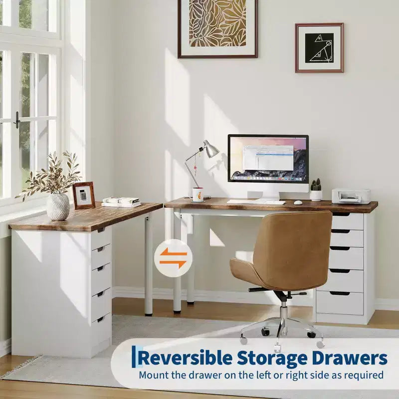 Spacious 5-Drawer Office Desk Modern Computer Writing Table with Ample Storage, Sturdy for Home or Office Workspace