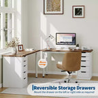 Spacious 5-Drawer Office Desk Modern Computer Writing Table with Ample Storage, Sturdy for Home or Office Workspace