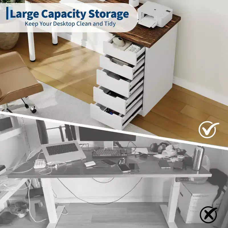 Spacious 5-Drawer Office Desk Modern Computer Writing Table with Ample Storage, Sturdy for Home or Office Workspace