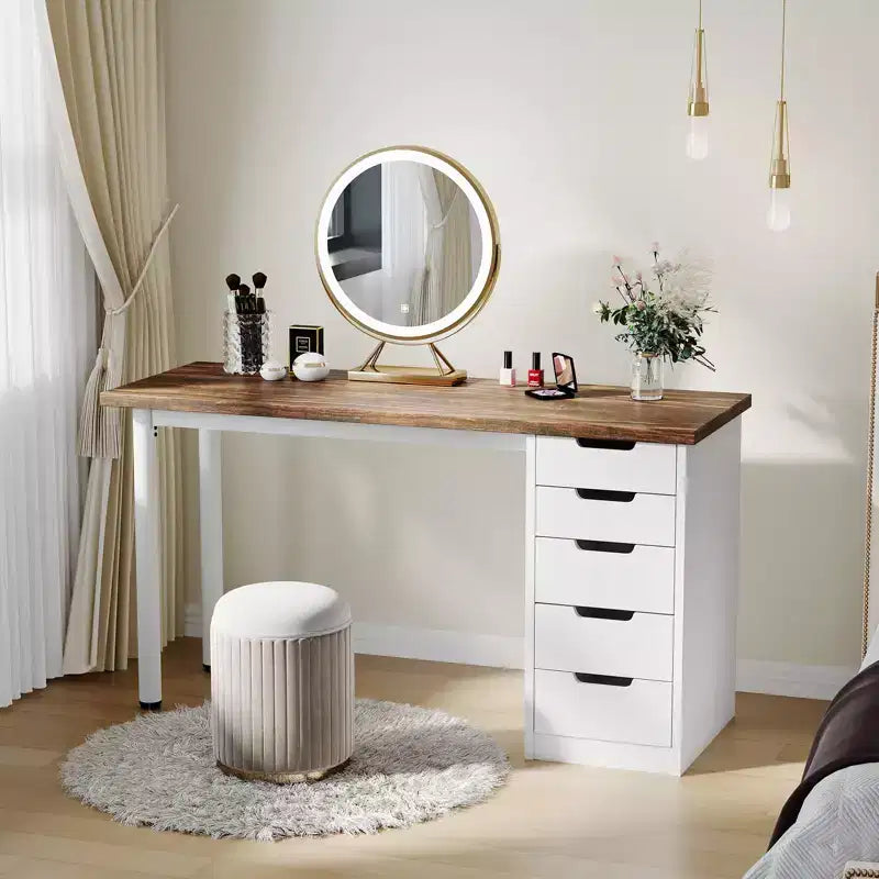 Spacious 5-Drawer Office Desk Modern Computer Writing Table with Ample Storage, Sturdy for Home or Office Workspace