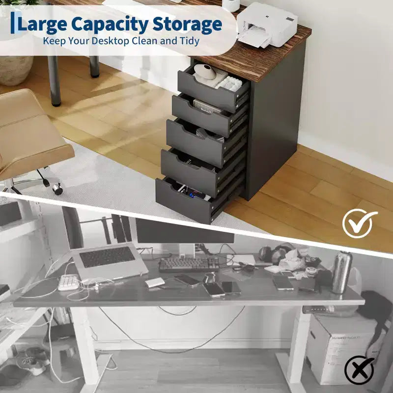 Spacious 5-Drawer Office Desk Modern Computer Writing Table with Ample Storage, Sturdy for Home or Office Workspace