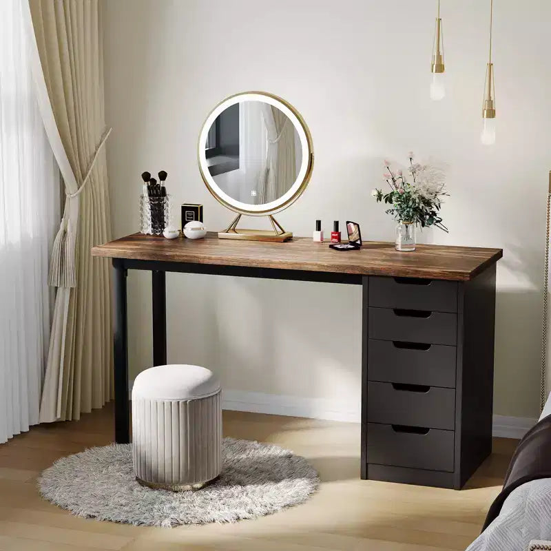 Spacious 5-Drawer Office Desk Modern Computer Writing Table with Ample Storage, Sturdy for Home or Office Workspace