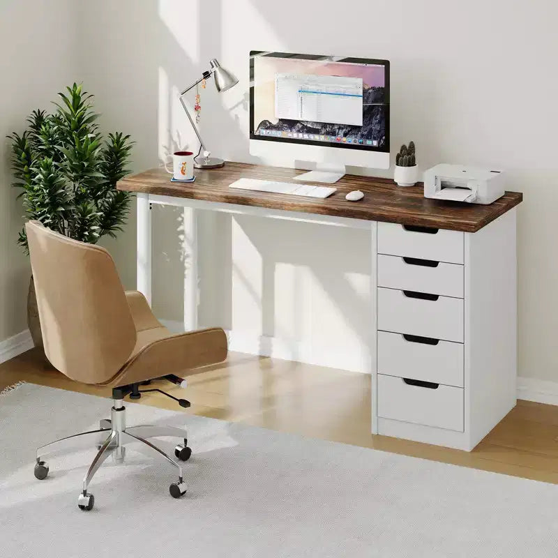 Spacious 5-Drawer Office Desk Modern Computer Writing Table with Ample Storage, Sturdy for Home or Office Workspace