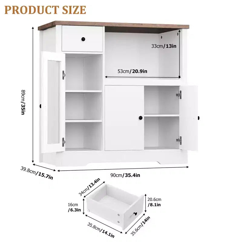 Modern Kitchen Microwave Cabinet, Adjustable Shelves, Ample Storage, for Kitchen, Dining Room, Living Room