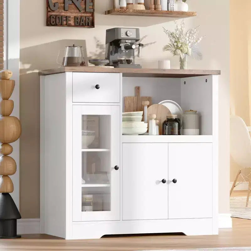 Modern Kitchen Microwave Cabinet, Adjustable Shelves, Ample Storage, for Kitchen, Dining Room, Living Room