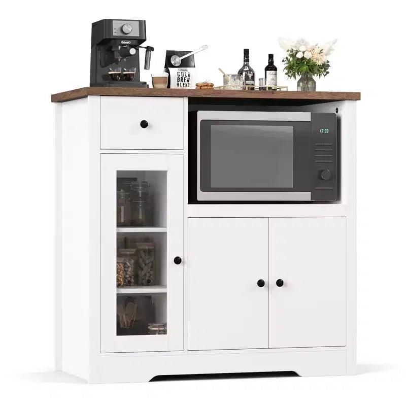 Modern Kitchen Microwave Cabinet, Adjustable Shelves, Ample Storage, for Kitchen, Dining Room, Living Room