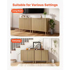 VEVOR Coffee Bar Cabinet, Mid Century Fluted Coffee Bar Table with 2-Tier Storage & 4 Barn Doors, 31.5x14.7x31.5 in(Single), Wood Color