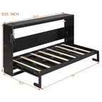 Polibi Side-Folding Murphy Bed with LED Under-Bed Light, USB Power Top & Geometric Printed Front