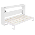 Polibi Side-Folding Murphy Bed with LED Under-Bed Light, USB Power Top & Geometric Printed Front